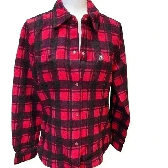 Moose Knuckles Rocker Jenny Flannel Shirt Red Plaid Shacket Size XL - Picture 1 of 11